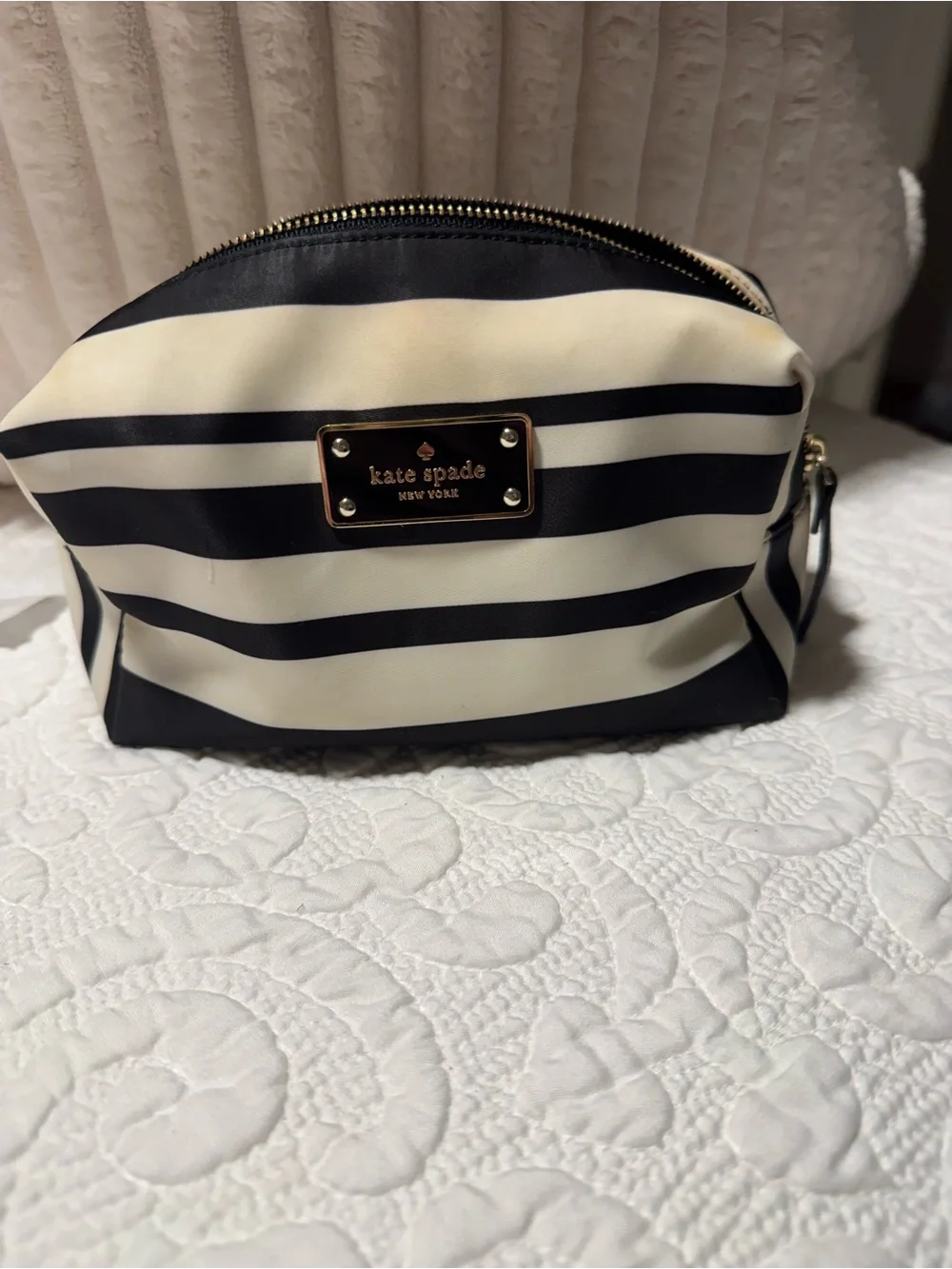 kate spade Black and White Stripe Cosmetic Pouch
